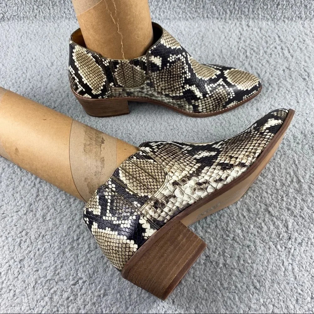 New Madewell Sonia Low Chelsea Bootie Snake Emboss Leather‎ Womens 8 Brown Black - Picture 16 of 16